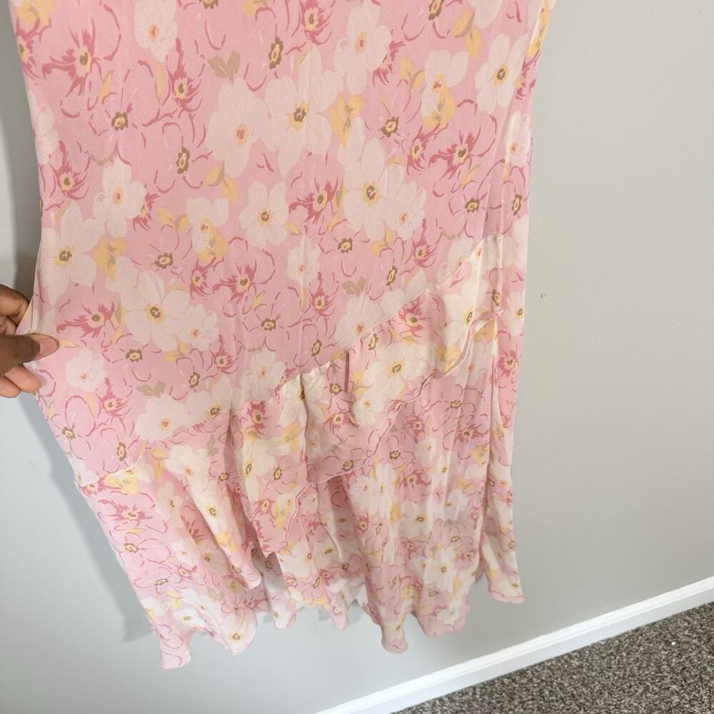 Jaclyn Smith Silk Floral Midi Dress Pink Cottagecore Prairie Flutter 18 Fairy - Picture 4 of 6